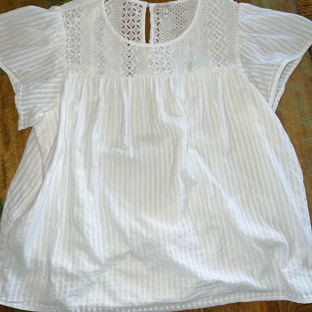 Ella Moss white cotton top. SZ. L